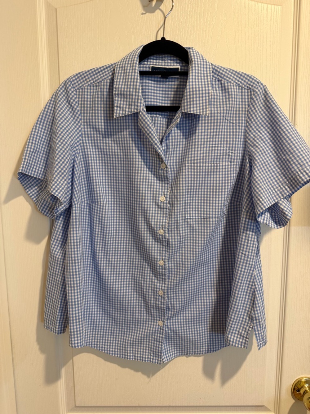 Karen Scott Light Blue and White Gingham Shirt